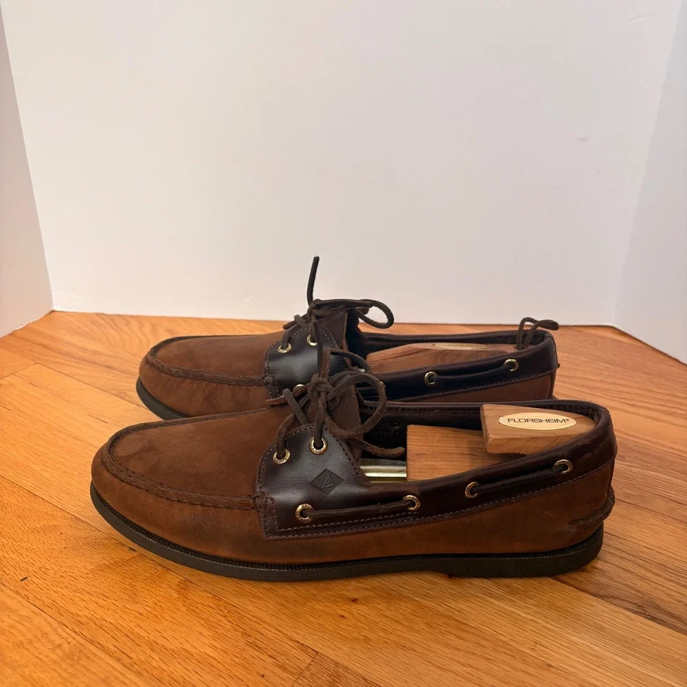 Sperry Top-Sider Authentic Original 2-Eye Brown Leather Boat Shoes Mens 12M